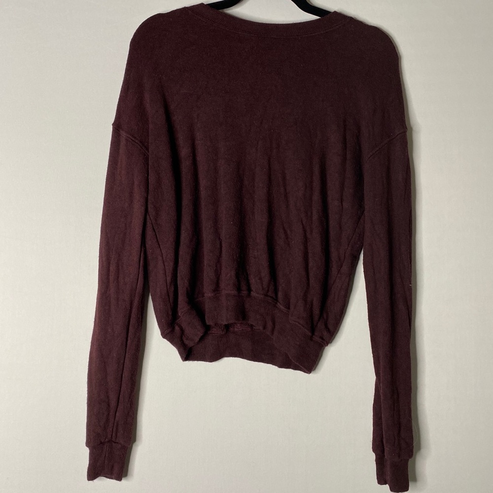 Cropped Crew Sweater Dark Burgundy Super Cozy